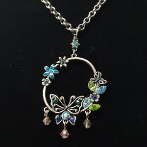 Avon jeweled butterfly floral rhinestone necklace